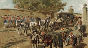 Załadowane osły i poczta, Holandia Austriacka, XVIII wiek autorstwa Armand Jean Heins