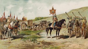 Rydwan wojenny i dmuchawy lituusowe, czas wypraw krzyżowych, XI w. autorstwa Armand Jean Heins
