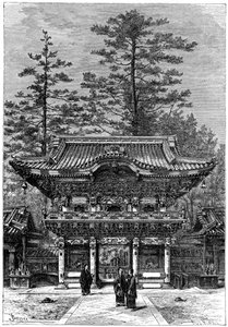 Portyk Świątyni Czterech Smoków Nikko Toshogu, Nikko, Japonia, 1895.