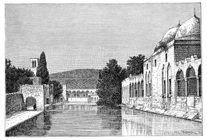 Meczet i Fontanna Abrahama, Ofra w Tayyibah, Zachodni Brzeg, Izrael, 1895.