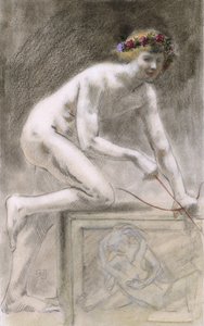 Eros (węgiel na papierze) autorstwa Armand Rassenfosse