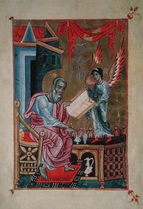 Arm.558, fol.265v Św. Jan Ewangelista, z księgi ewangelicznej, ok. 1250 (welum) autorstwa Armenian School
