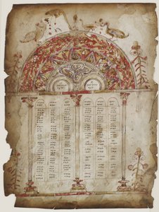 Tablice kanonowe z Ewangelii (nieprzezroczysta akwarela, atrament i złoto na pergaminie) autorstwa Armenian School