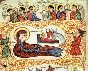 Ms 404 fol.1v Narodzenia, z Ewangelii
