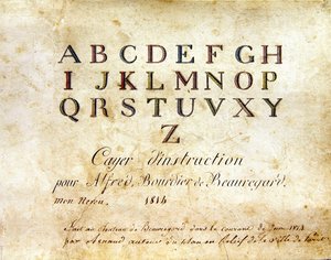 Strona tytułowa, „Księga alfabetu francuskiego z 1814 r.”, wyd. autorstwa Charlesa Plante Fine Arts