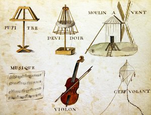 Ilustracje z „Księgi alfabetu francuskiego z 1814 roku”, wyd. autorstwa Charlesa Plante Fine Arts autorstwa Arnaud de Beauregard