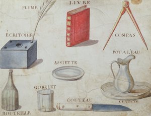 Ilustracje z „Księgi alfabetu francuskiego z 1814 roku”, wyd. przez Charles Plante Fine Arts, 1814