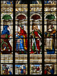 Abraham, Melchizedech, św. Paweł i Sybilla z Samos - Witraż w kaplicy św. Jakuba, Arnaud de Moles (1470-1520) ukończony w 1513 r. - Cathedrale Sainte Marie d
