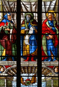 Jakub, Jonasz i św. Marek - Witraż w kaplicy św. Anny, Arnaud de Moles (1470-1520) ukończony w 1513 r. - Cathedrale Sainte Marie d