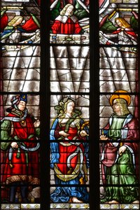 Prorok Daniel, Sybilla Cimmerienne i św. Mateusz Ewangelista - Witraż kaplicy Saint Louis, Arnaud de Moles (1470-1520) ukończony w 1513 r. - Cathedrale Sainte Marie d