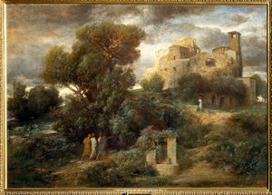Die Pilger auf dem Weg nach Emaus - Pielgrzymi w drodze do Emaus ... (obraz na płótnie) autorstwa Arnold Böcklin