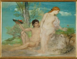 Paar vor einer Baumgruppe - Para przed grupą drzew ... (obraz na płótnie) autorstwa Arnold Böcklin