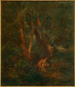Skraj lasu z faunem i nimfą (lub faun, jeden walczący) autorstwa Arnold Böcklin