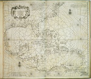 Carybsche Eylanden z Barbadosu do zakola Meksyku autorstwa Arnold & Colom Jacob Aertsz (1600 73) Colom