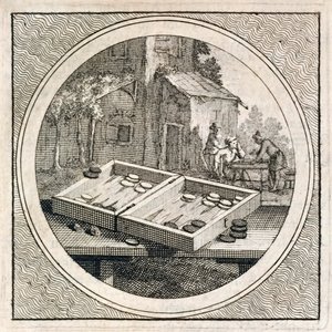 Zestaw backgammon i gracze ze Stichtelyke Zinnebeelde autorstwa Arnold Houbraken