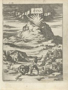 Erupcja wulkanu Aetna (tytuł na obiekcie) autorstwa Arnold Houbraken