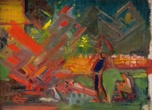 ognisko, ok. 1940 (olej na płótnie) autorstwa Arnold Peter Weisz-Kubincan