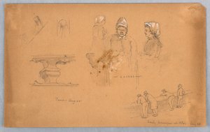 Szkice architektoniczne i figuralne autorstwa Arnold William Brunner