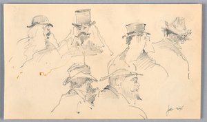 Szkice głów mężczyzn autorstwa Arnold William Brunner
