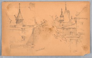 Dwie sceny w Mont St. Michel i Vitré autorstwa Arnold William Brunner