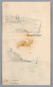 Dwa szkice żaglówek w St. Lawrence autorstwa Arnold William Brunner