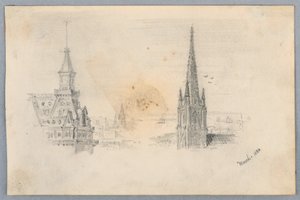 Dwa szkice wież autorstwa Arnold William Brunner