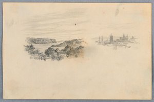 Dwa widoki, krajobraz i panoramę miasta autorstwa Arnold William Brunner