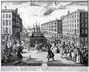 Widok i humory Billingsgate, 1736 autorstwa Arnold van Haecken