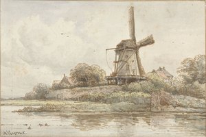 Wiatrak na murach miejskich autorstwa Arnoldus Johannes Eymer