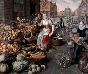 Kobieta sprzedająca owoce i warzywa, ok.1590 autorstwa Arnout de Muyser