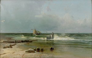 Żaglowiec przy plaży, 1891