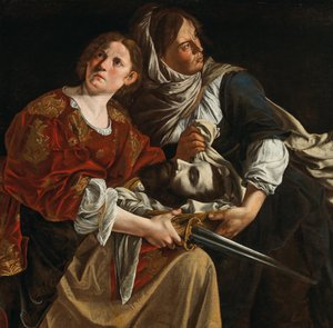 Judyta z głową Holofernesa i sługą. autorstwa Artemisia Gentileschi