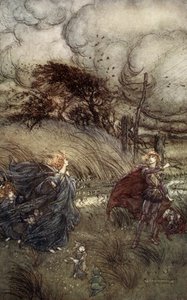 A teraz nigdy nie spotykają się w zagajniku ani w zieleni, Przy fontannie czystej lub skrzącej się blaskiem gwiazd. Ale robią kwadratowe, ilustracja ze „Snu nocy letniej” Williama Szekspira