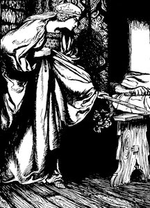 Morgan le Fay kradnący miecz Artura