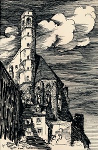 "Włoski Marienkirche, Wiedeń", ok. 1900 autorstwa Arthur Beresford Pite