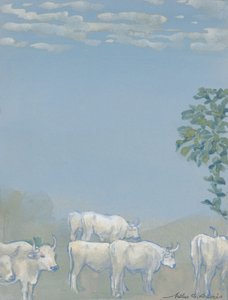 Krajobraz z krowami autorstwa Arthur Bowen Davies