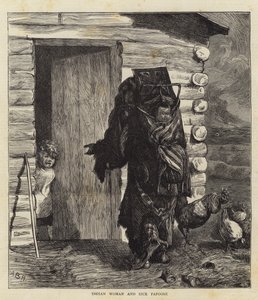 Hinduska i chory Papoose autorstwa Arthur Boyd Houghton