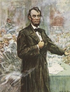 Abraham Lincoln, wielki emancypator, ilustracja z „This Country of Ours, The Story of the United States” autorstwa J.E. Marshalla