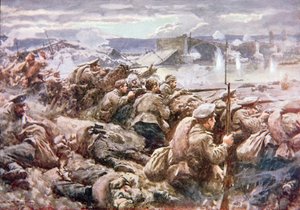 Bohaterska akcja rosyjskiej straży tylnej w wielkim polskim odwrocie (kolor lito)