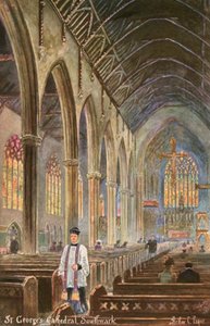 Katedra św. Jerzego, Southwark, Londyn (kolor lito) autorstwa Arthur Charles (after) Payne