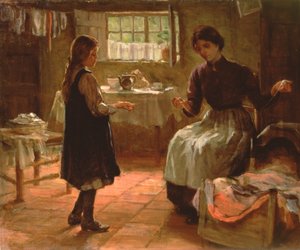 Lekcja domowa, ok. 1890 (olej na płótnie)