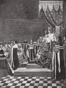 Henryk VI otwierający parlament ze swoją matką (litografia)