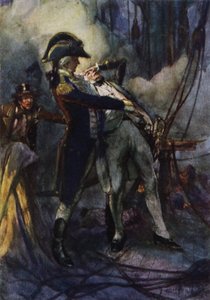 Nelson ciężko ranny nad Nilem, kapitan Berry złapał go w ramiona, gdy spadał autorstwa Arthur David McCormick