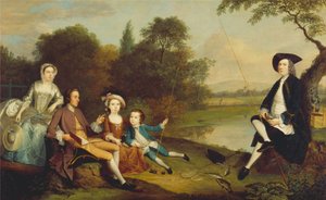 Portret rodziny, tradycyjnie znanej jako rodzina Swaine z Fencroft, Cambridgeshire autorstwa Arthur Devis