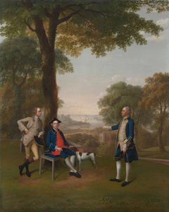 Arthur Holdsworth Rozmowa z Thomasem Taylorem i kapitanem Stancombe nad rzeką Dart autorstwa Arthur Devis