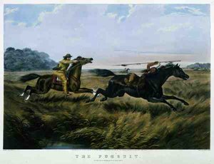 Pościg, wyd. przez Currier i Ives autorstwa Arthur Fitzwilliam (after) Tait