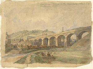 Wiadukt Todmorden na linii kolejowej Manchester i Leeds, Anglia 1843 autorstwa Arthur Fitzwilliam Tait