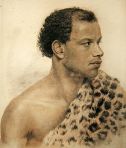 Portret Afrykanina (kolorowe kredy na papierze) autorstwa Arthur George Walker