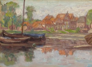 Scena pływania łódką, prawdopodobnie w Holandii autorstwa Arthur Haythorne Studd