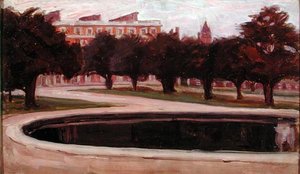 Pałac Hampton Court (olej na panelu) autorstwa Arthur Haythorne Studd